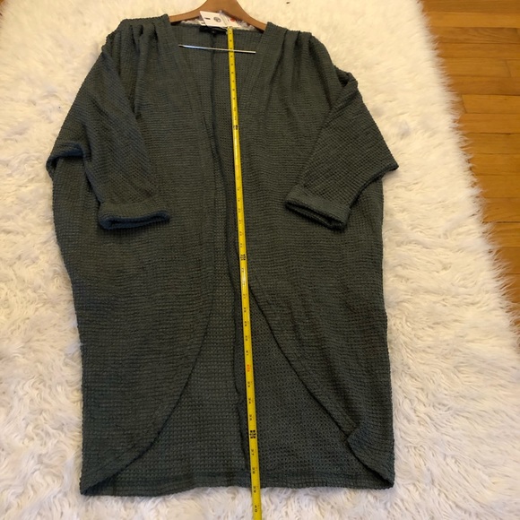 NWT Waffle Knit Batwing Long Sleeve Cardigan Loose Open Front Sweater Coat - Picture 9 of 10